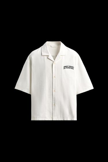 CAMISA ESTRUCTURA ESTAMPADO - Blanco de Zara