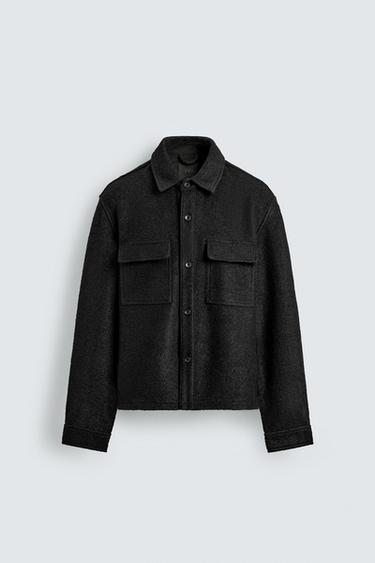 TEXTURED OVERSHIRT WITH WOOL - Black by Zara