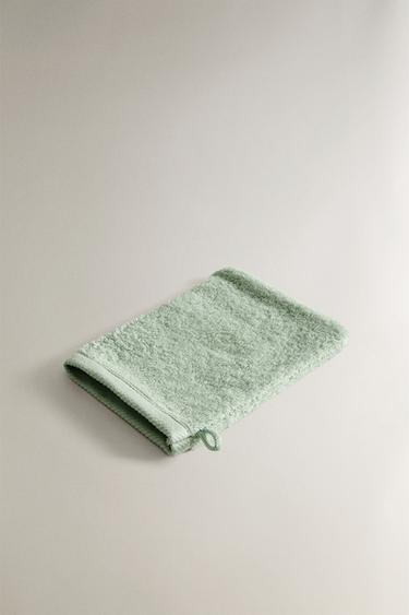 COTTON TERRY BATH MITT — Green / Blue 2