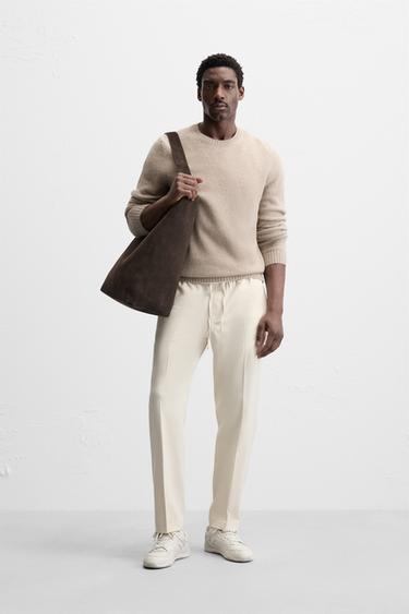 COMFORT FIT JOGGER WAIST TROUSERS - Ecru by Zara