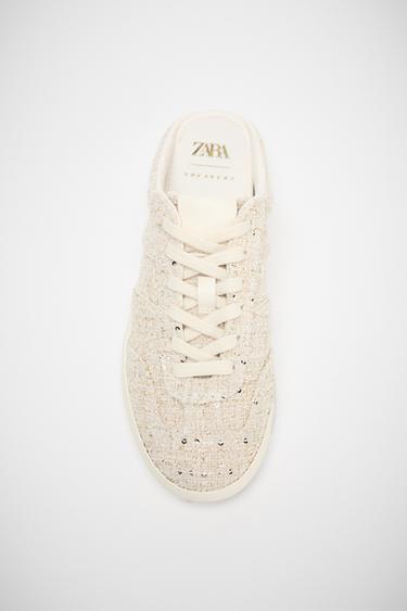 FABRIC SLINGBACK TRAINERS - أبيض صدفي الخاص بـ Zara