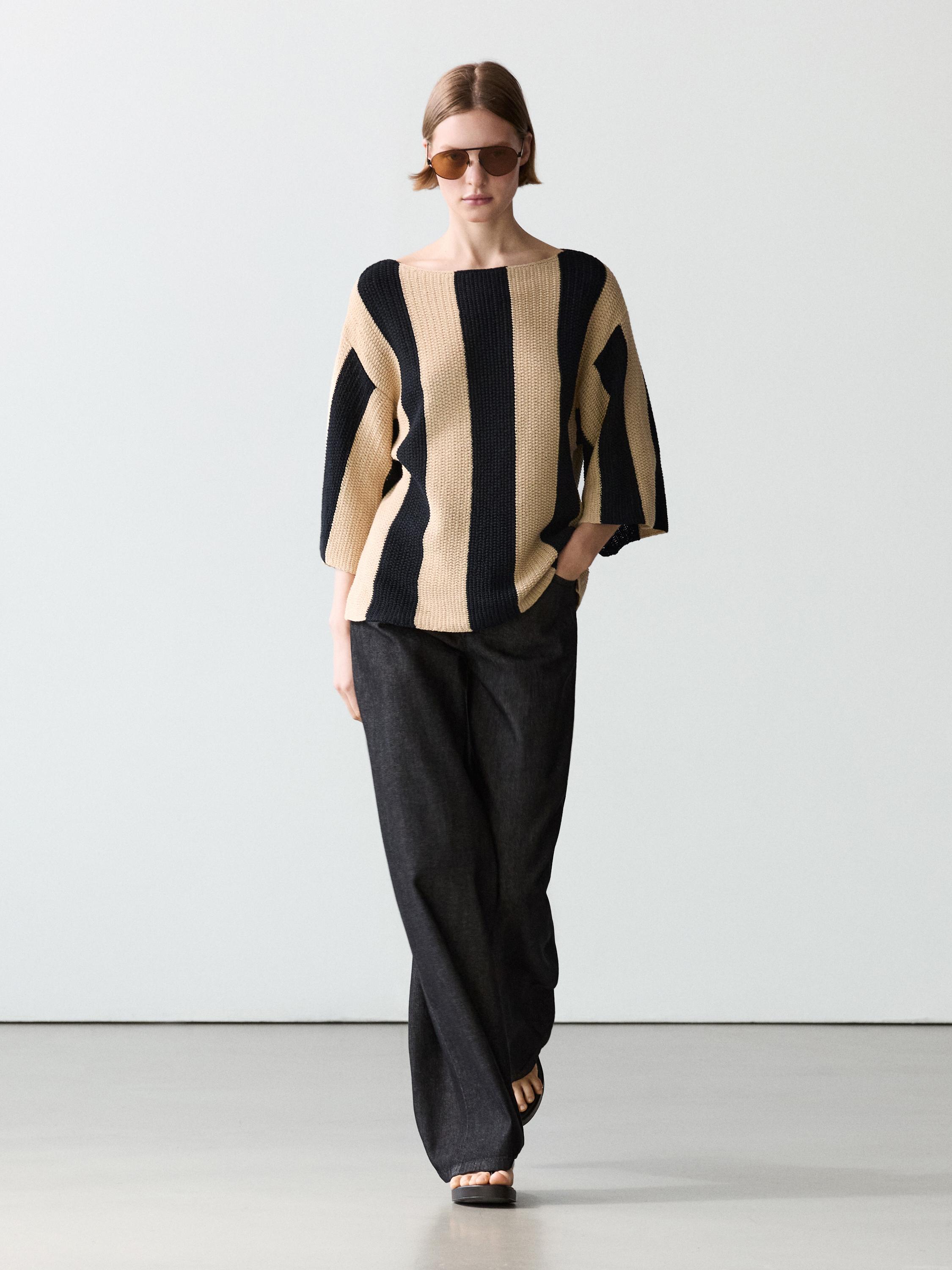 Pull maille rayée avec coton