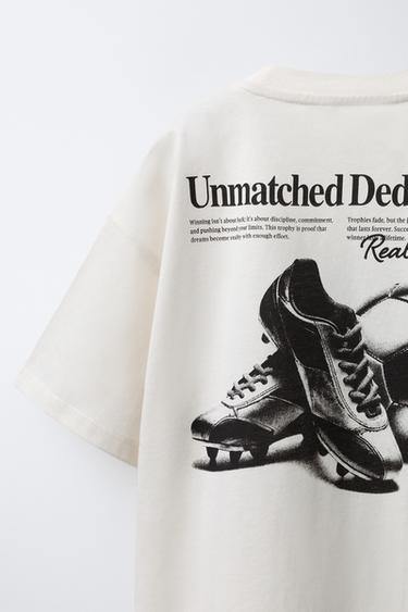 FOOTBALL PRINT T-SHIRT - Ecru by Zara - Image 3