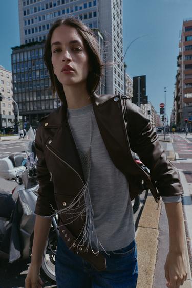 FAUX LEATHER BIKER JACKET - Brown by Zara - Image 0