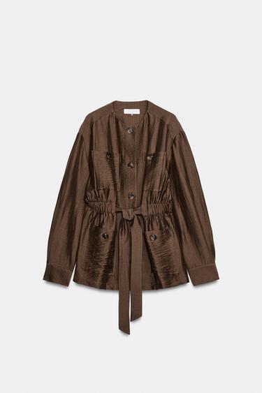 BLAZER CON LINO BOLSILLOS - Marrón de Zara - Imagen 0