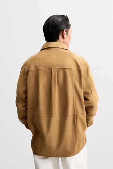REGULAR FIT SUEDE LEATHER SHIRT - Brown by Zara - Image 2