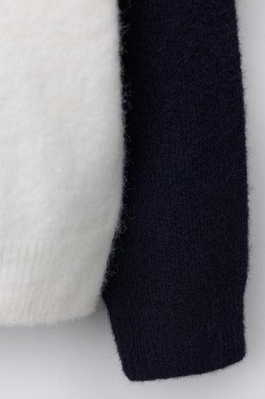 PULL INSCRIPTION MANCHES CONTRASTE - Bleu de Zara - Image 3