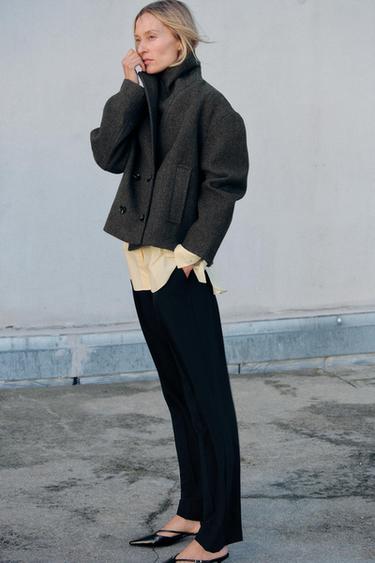 SHORT DOUBLE-BREASTED COAT - Grey by Zara - Image 0