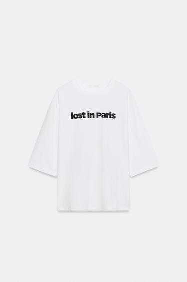 SLOGAN T-SHIRT - Oyster-white by Zara