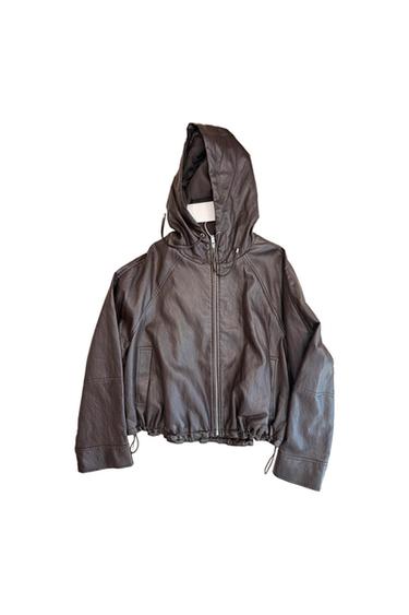 LEATHER EFFECT JACKET BROWN