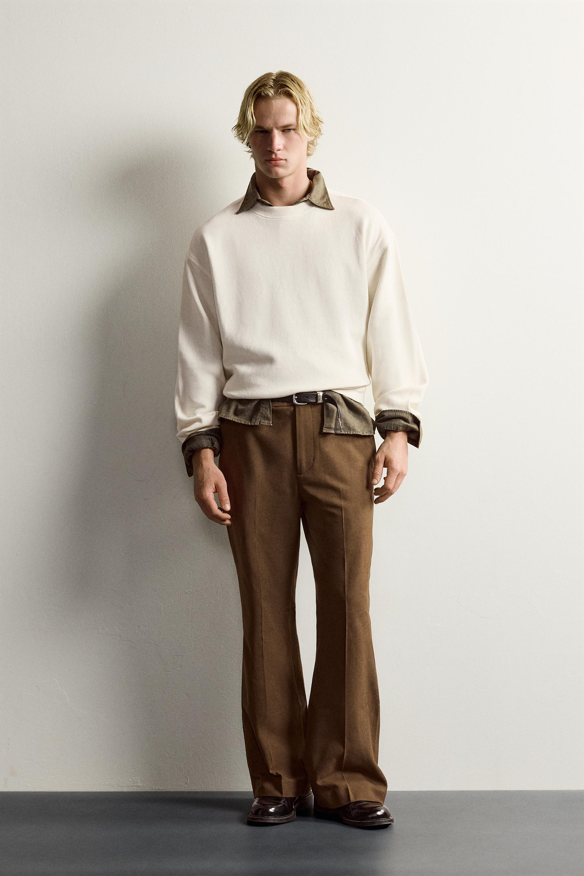 RELAXED FIT RIBBED SWEATSHIRT - Oyster-white | ZARA United States