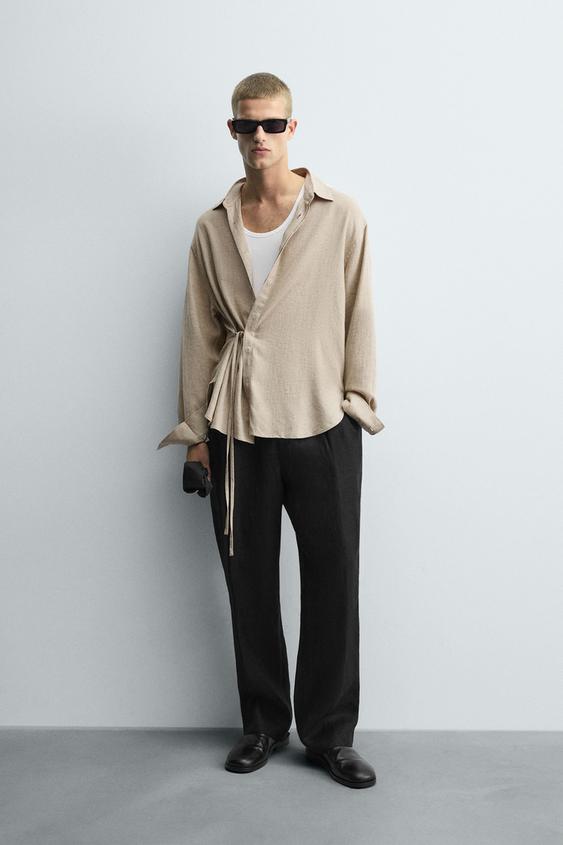 LINEN - VISCOSE BOW SHIRT