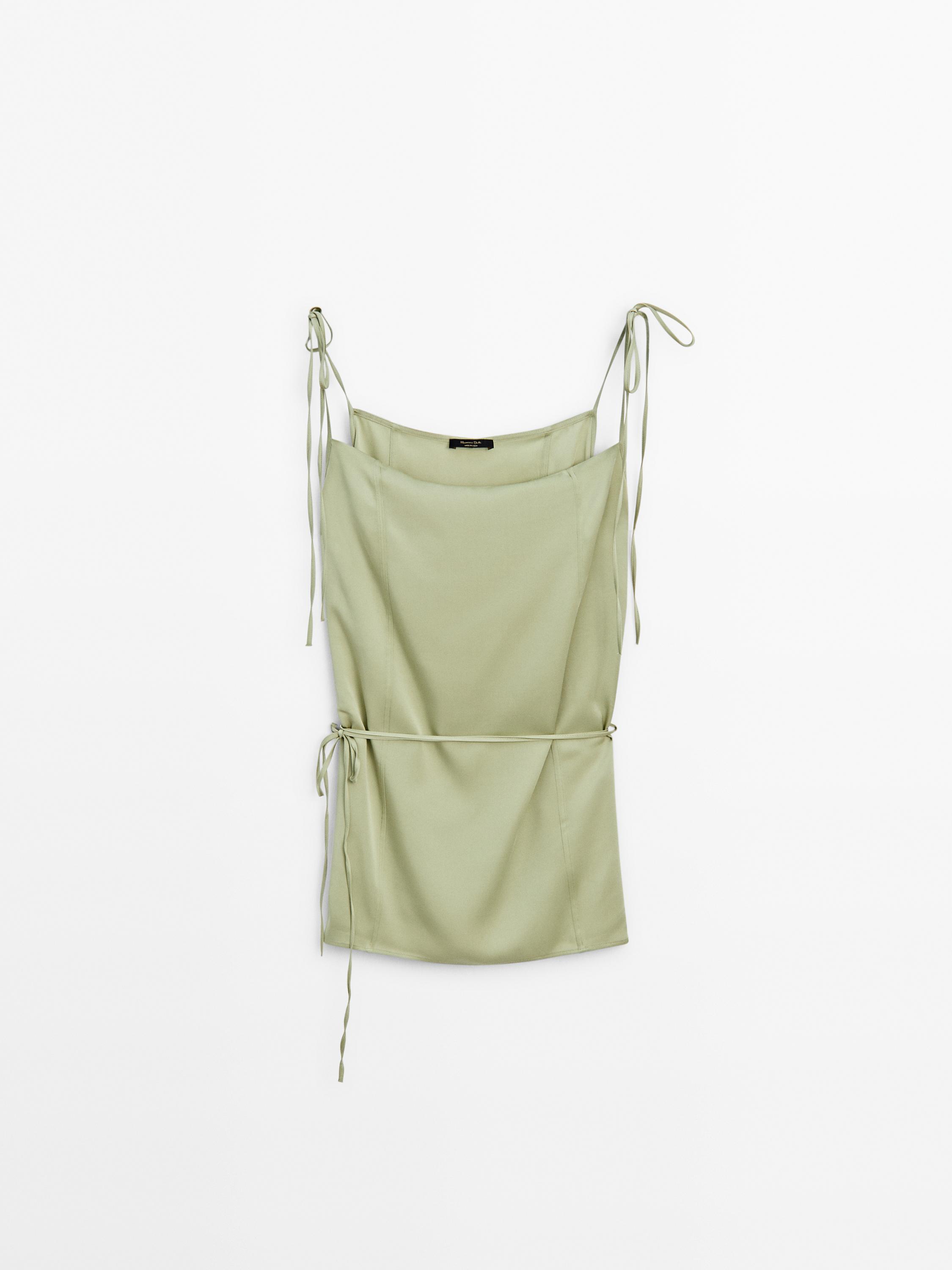 Camisole top with tie detail - Lime green | ZARA United States