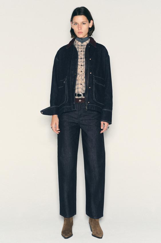 Z1975 CORDUROY COLLAR DENIM JACKET - Blue by Zara - Image 0