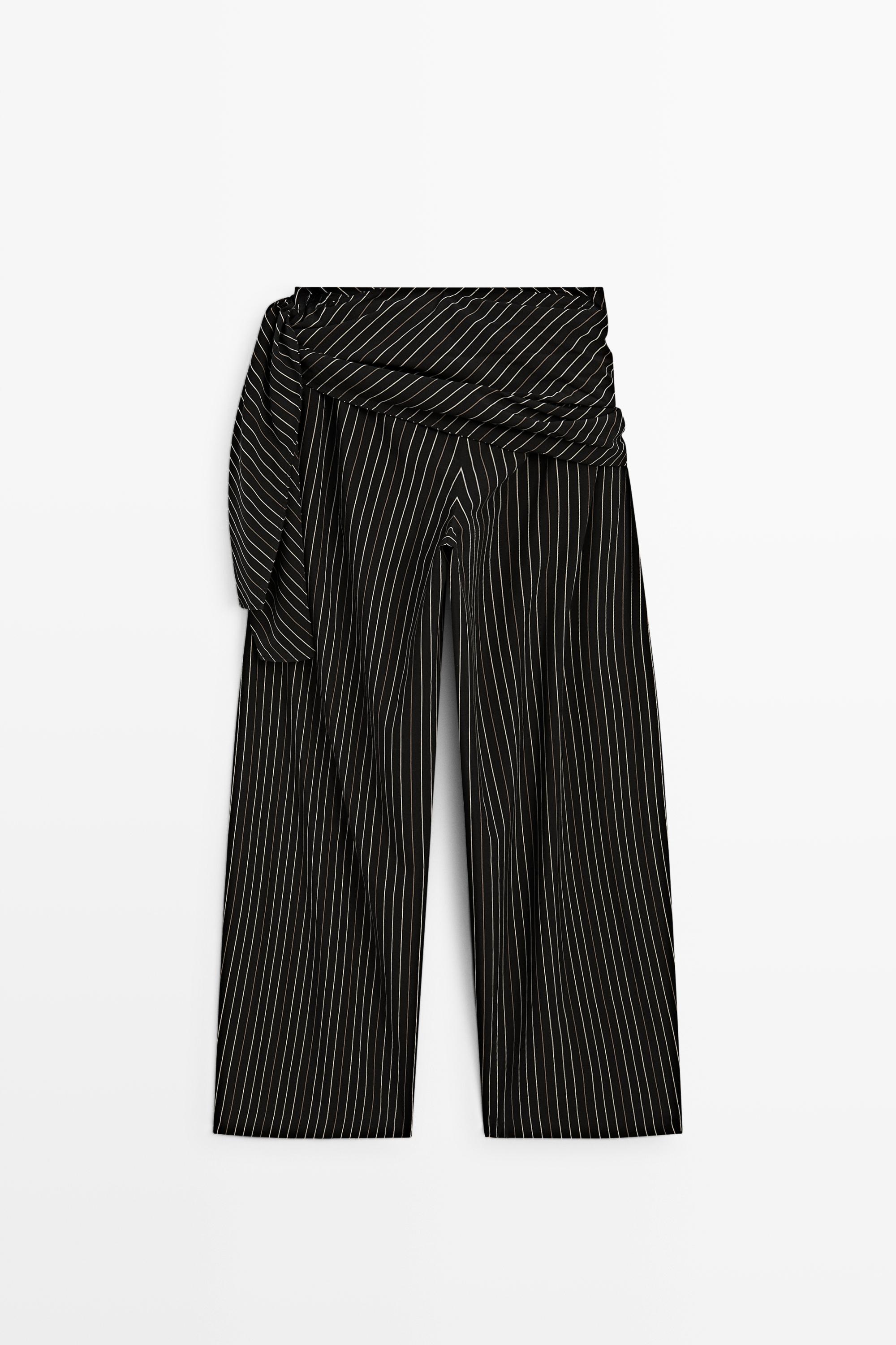 Pantalon barrel fit rayures avec foulard