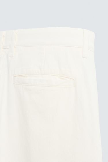COTTON-HEMP CHINO TROUSERS - White by Zara - Image 9
