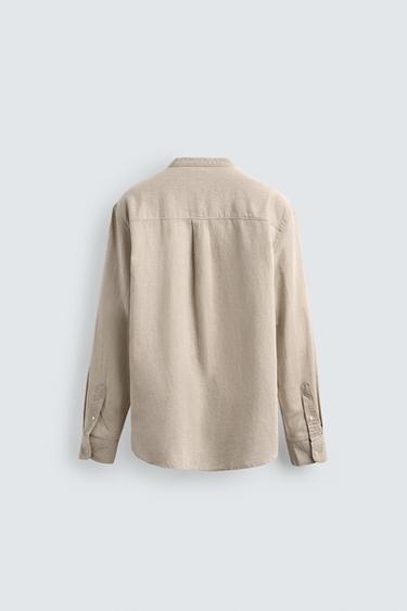 CHEMISE EN LIN ET COTON - Beige clair de Zara - Image 7