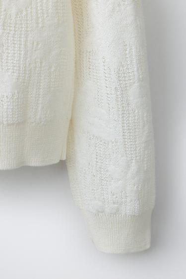 GILET EN MAILLE JACQUARD - Blanc de Zara - Image 3