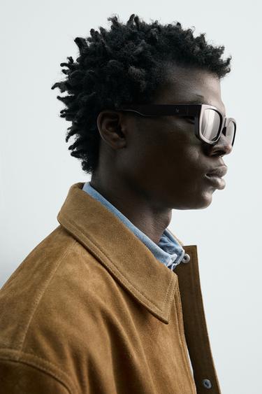 REGULAR FIT SUEDE LEATHER OVERSHIRT - Tobacco by Zara - Image 5