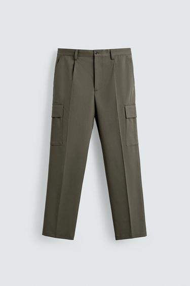 PANTALON CARGO À PLIS - Kaki de Zara