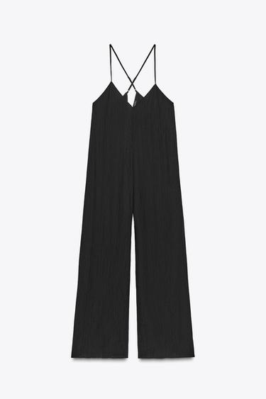 FLOWY TEXTURED JUMPSUIT - Black by Zara - Image 0