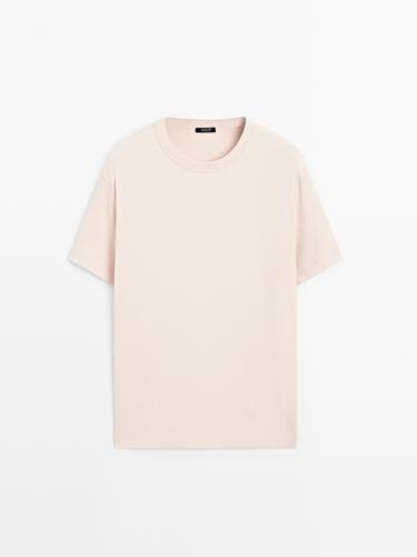 Zara 100% cotton short-sleeve T-shirt - Salmon pink