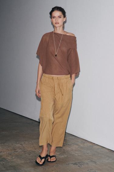 PANTALÓN JOGGER WIDE LEG ZW COLLECTION - Tostado de Zara - Imagen 0