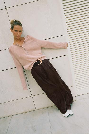 STRICKPULLOVER MIT KNÖPFEN - Rosa von Zara