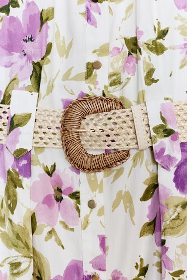 ROBE MI-LONGUE CEINTURE IMPRIMÉ FLORAL - Multicolore de Zara - Image 8