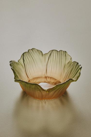 FLOWER GLASS BOWL - Green by Zara
