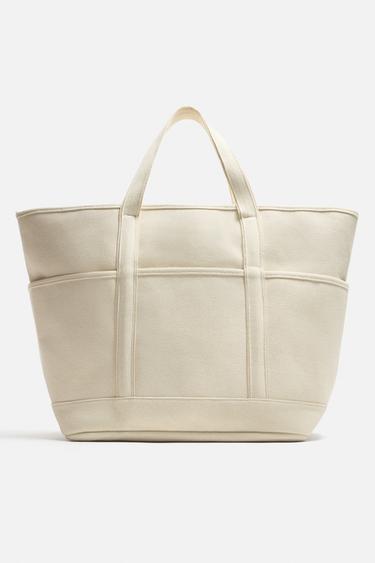 BOLSA TOTE BAG DE TECIDO - Branco-cru da Zara
