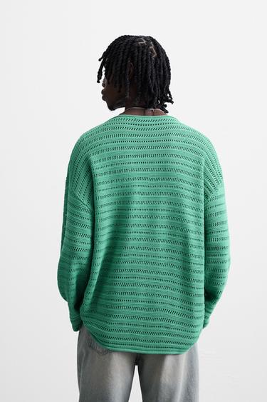 PULL STRUCTURÉ AJOURÉ - Turquoise de Zara - Image 3