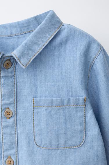 CHEMISE EN DENIM - Bleu moyen de Zara - Image 2
