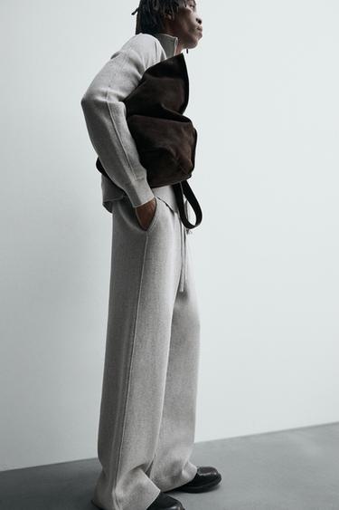 PANTALON EN MAILLE COUPE LARGE - Gris chiné de Zara - Image 5
