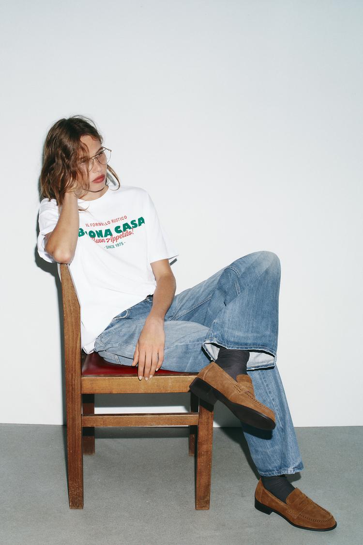 SPLIT LEATHER SADDLE LOAFERS Dark tan ZARA Canada