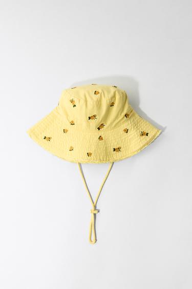 FLORAL EMBROIDERY BUCKET HAT - Yellow by Zara