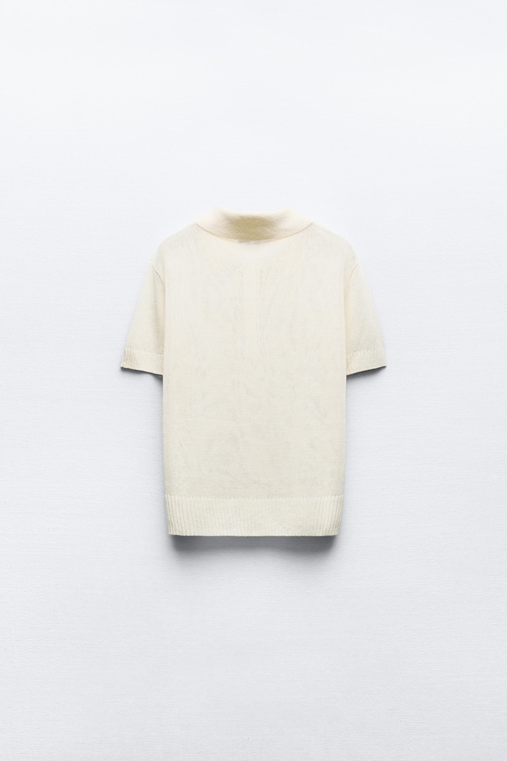 PLAIN FINE KNIT POLO SHIRT - Ecru | ZARA Canada