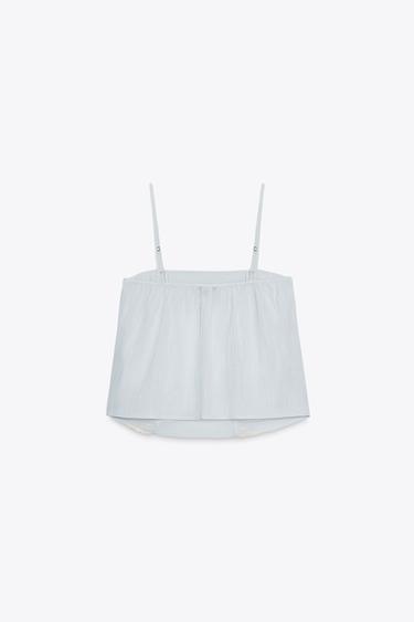 TOP À BRETELLES BRODÉES - Bleu de Zara - Image 5