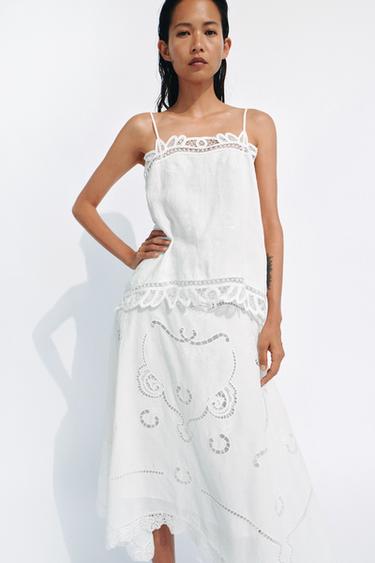 SAIA ASSIMÉTRICA BORDADOS ZW COLLECTION - Branco da Zara