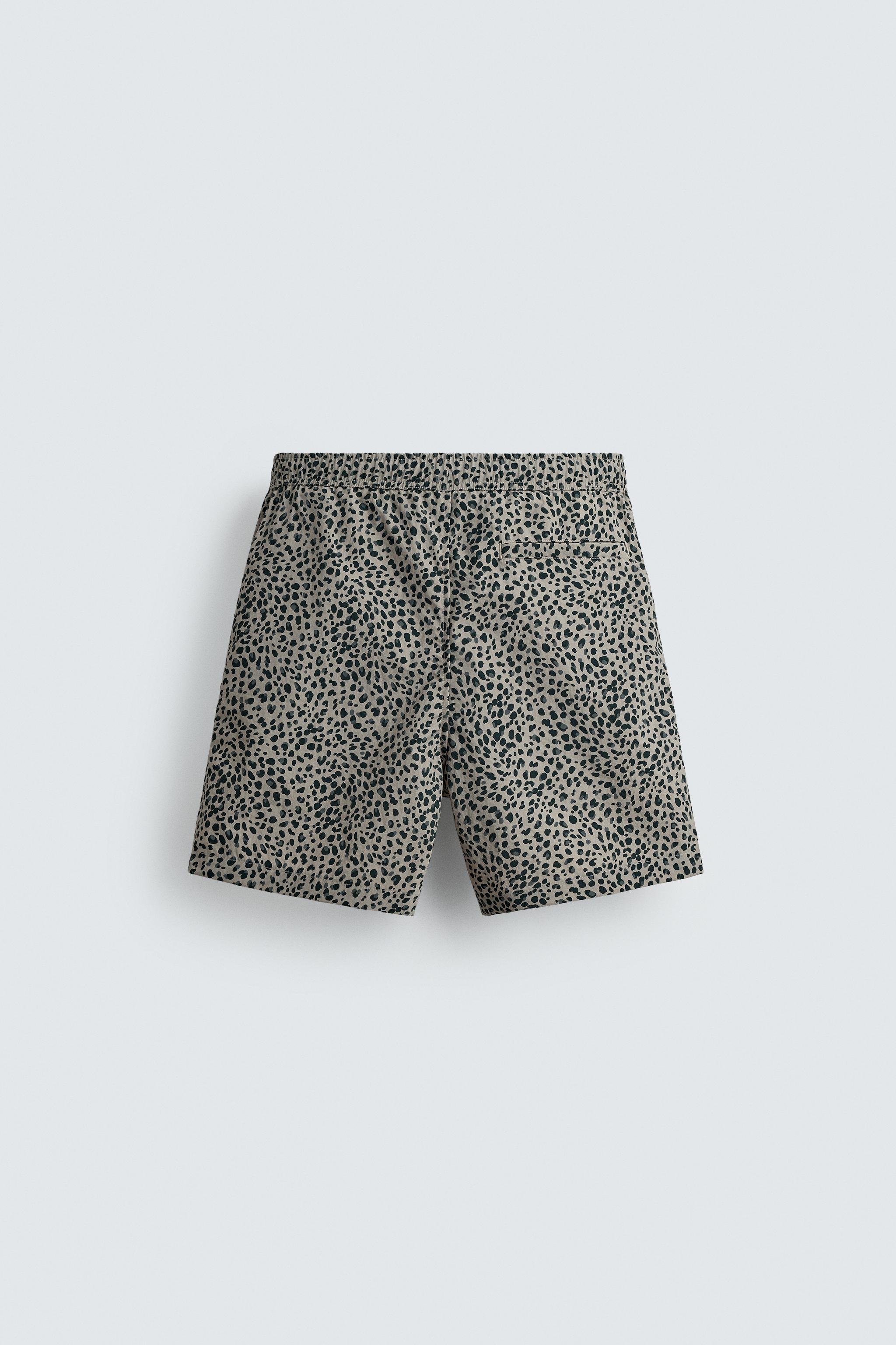 ANIMAL PRINT LONG SWIM TRUNKS - Greens | ZARA United States