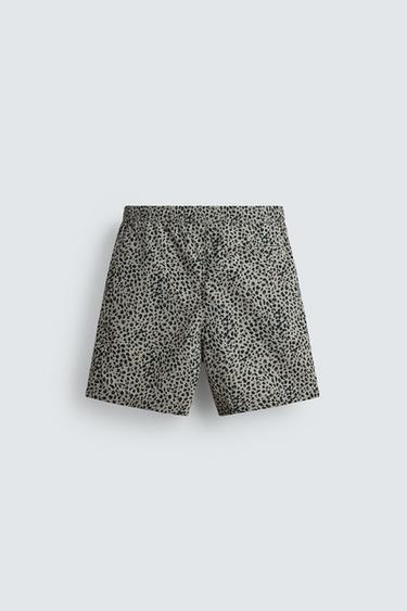 ANIMAL PRINT LONG SWIMMING TRUNKS - Greens by Zara - Image 6