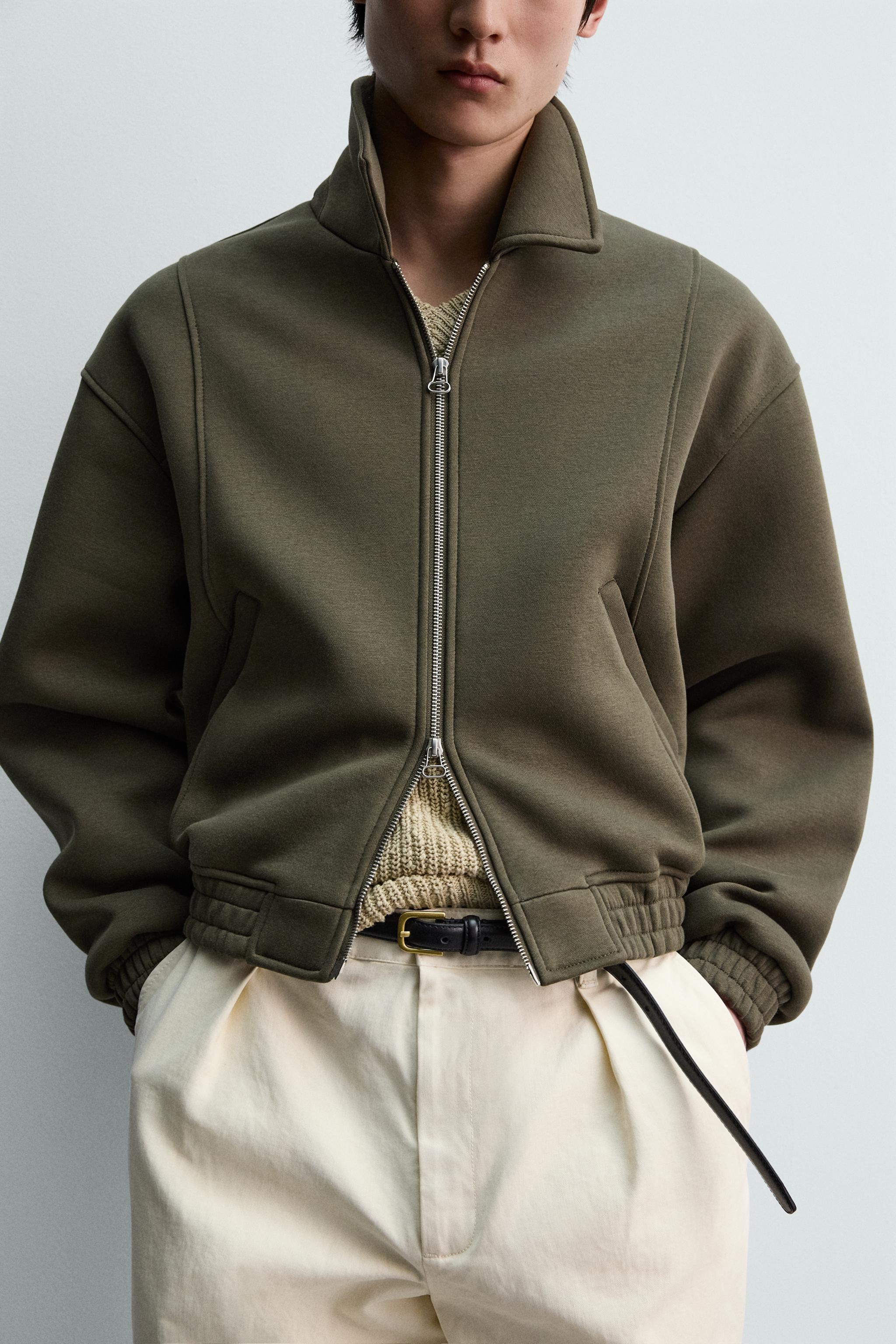 クロップドフィットテクニカルジャケット - オリーブグリーン | ZARA