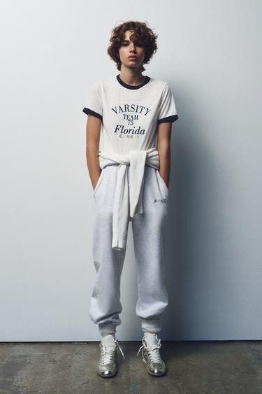 SLOGAN SLUB T-SHIRT - Oyster-white by Zara