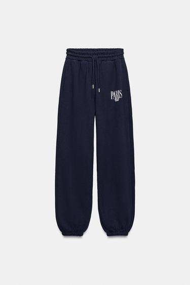 PANTALON DE JOGGING AVEC INSCRIPTION - Bleu marine foncé de Zara - Image 3