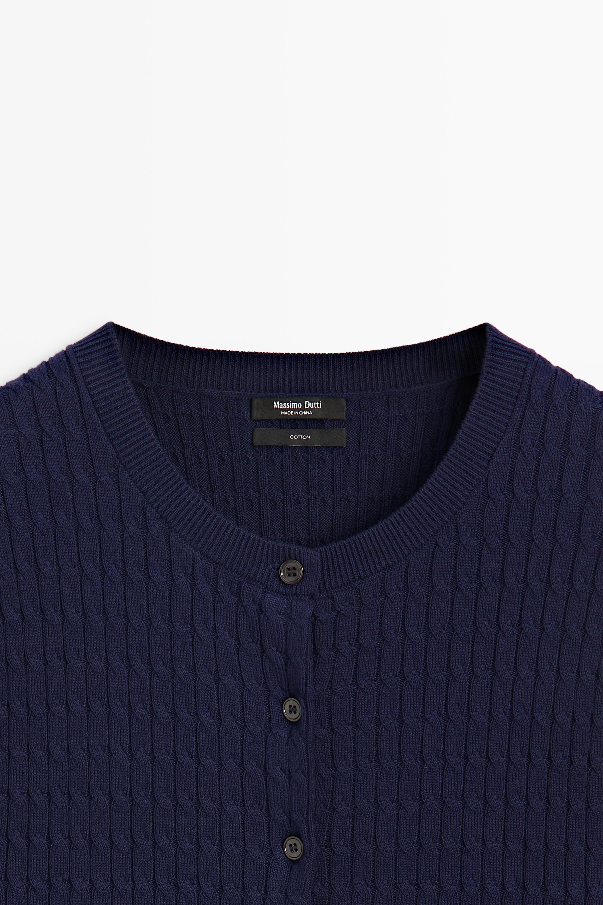 100% cotton braided knit cardigan