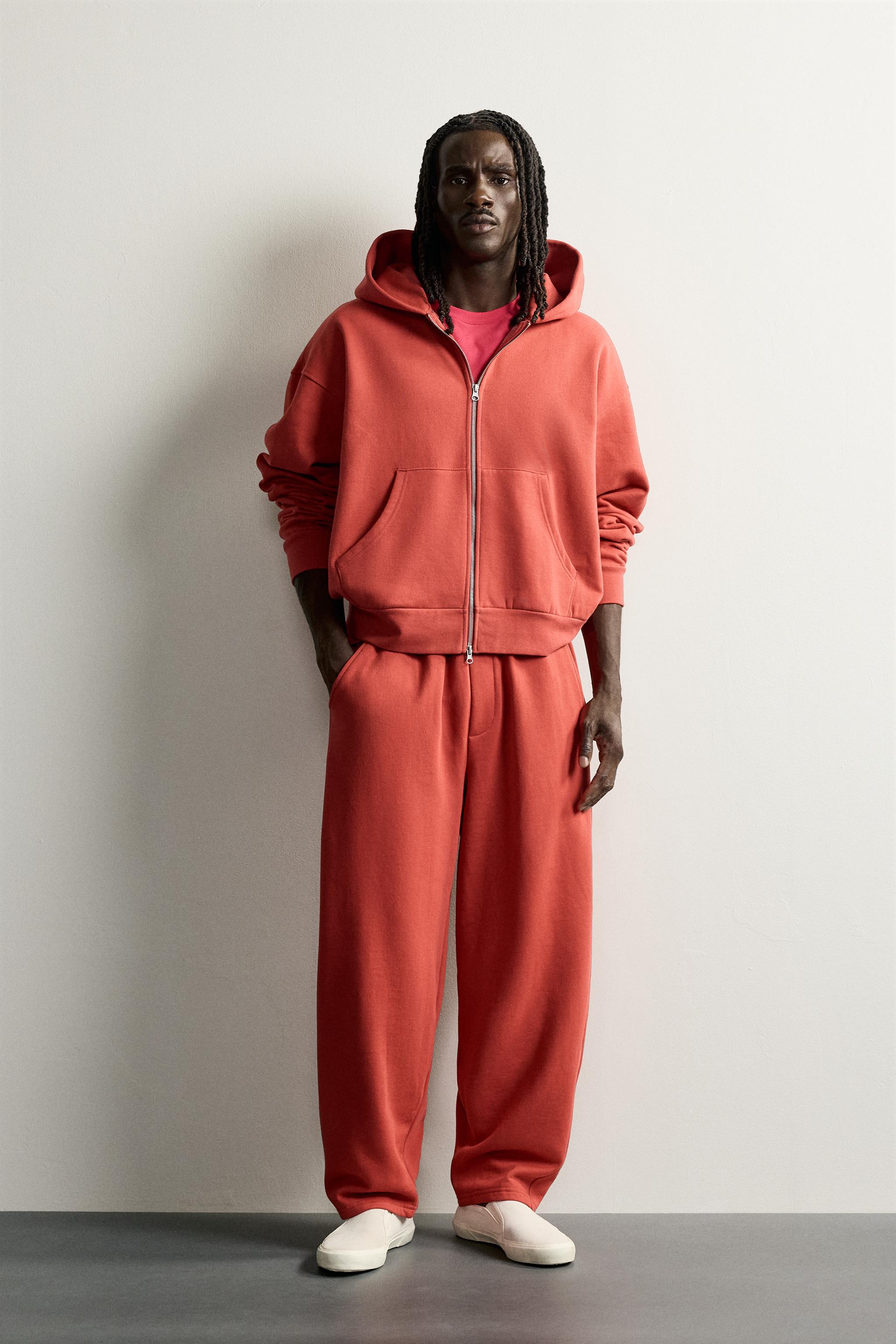 BASIC ZIP-UP HOODED TRACK JACKET - Red | ZARA United States