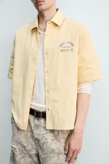 CHEMISE COUPE BOXY À INSCRIPTIONS IMPRIMÉES - Sable de Zara - Image 4