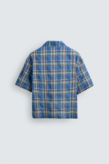 RELAXED FIT CHECK SHIRT - Mid-blue by Zara - Image 8
