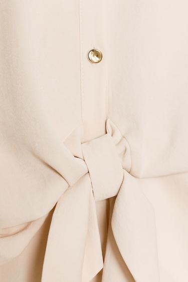 SHIRT WITH WAIST KNOT - Ecru by Zara - Image 6