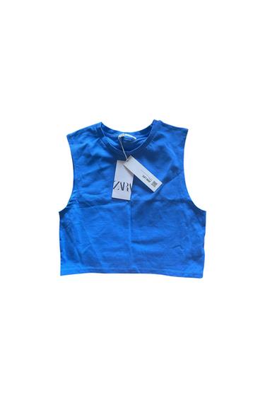 SLEEVELESS CROPPED STRETCH TSHIRT